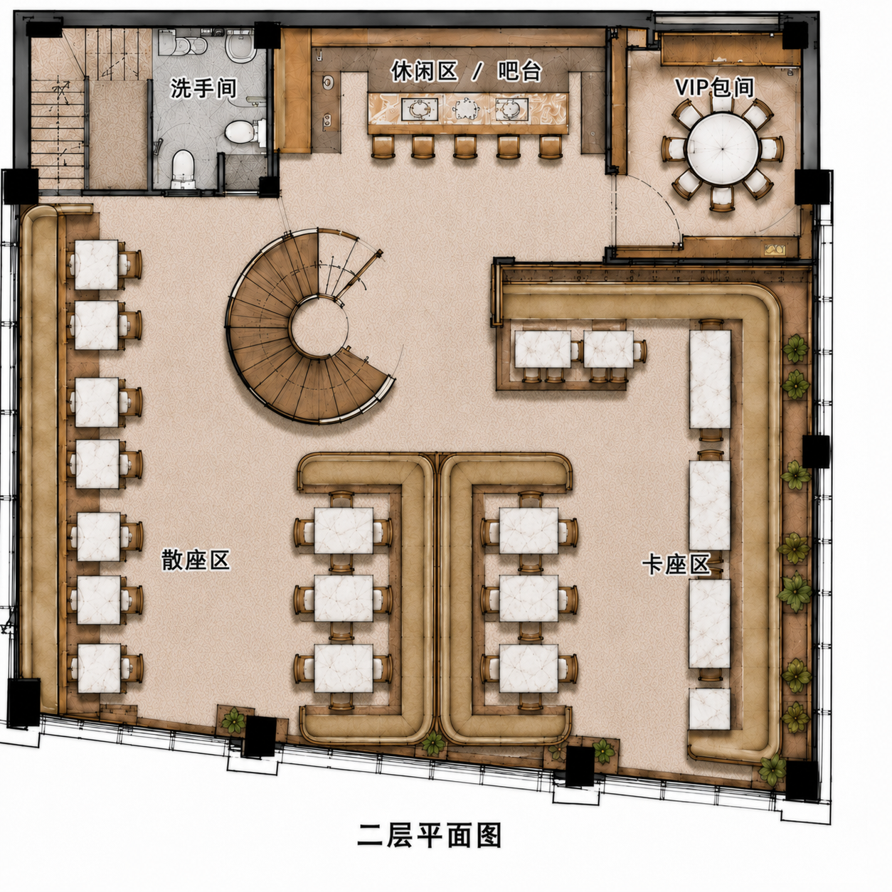 京鲁菜馆二层平面布置图