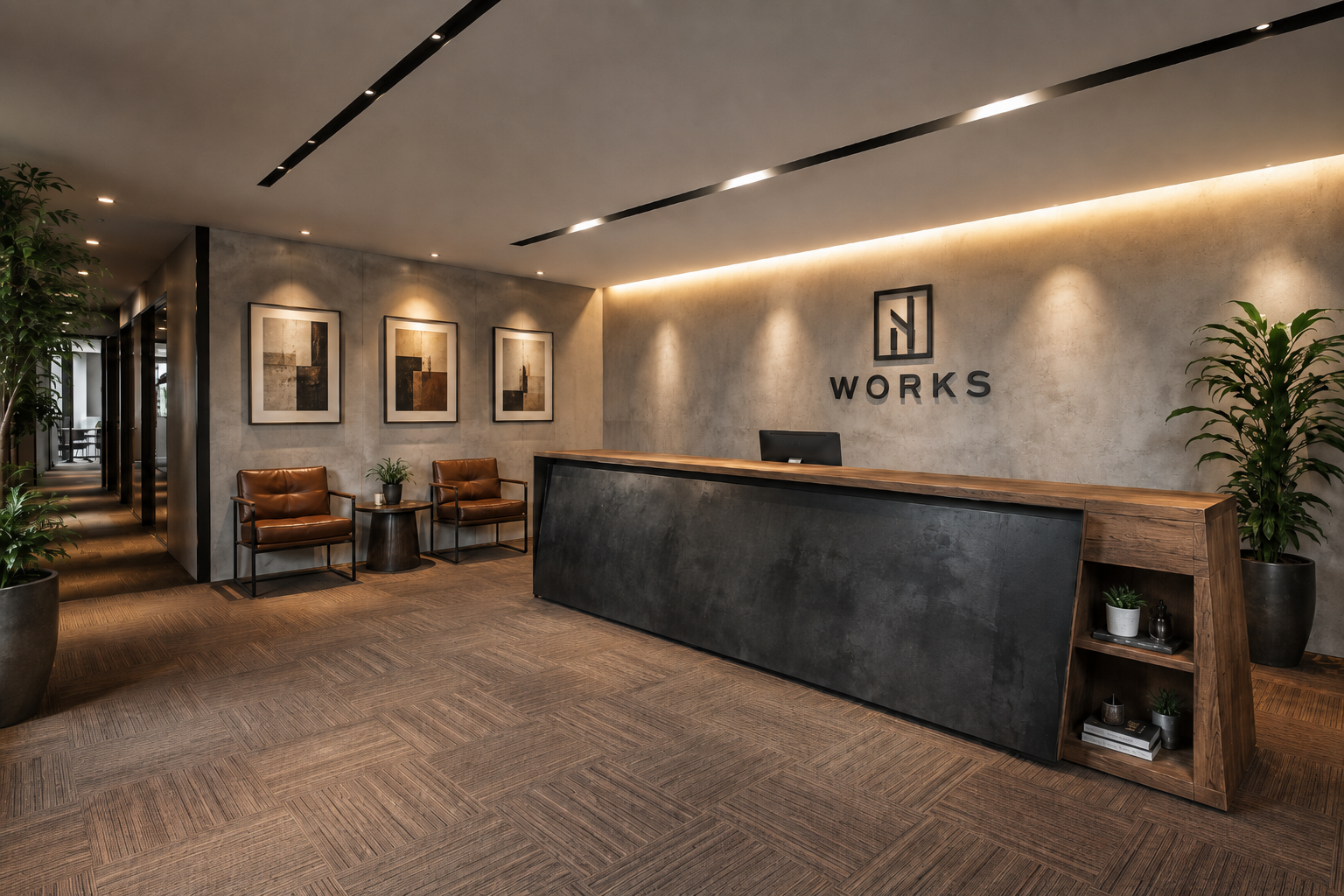 WORKS办公室前台接待区