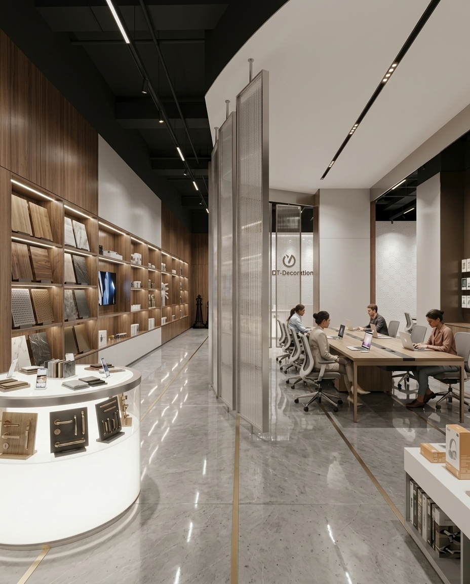 材料展示与开放办公区